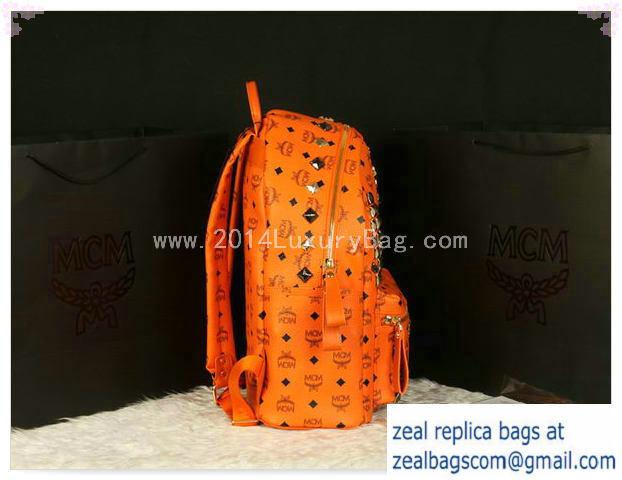 High Quality Replica MCM Stark Backpack Jumbo in Calf Leather 8100 Orange - Click Image to Close